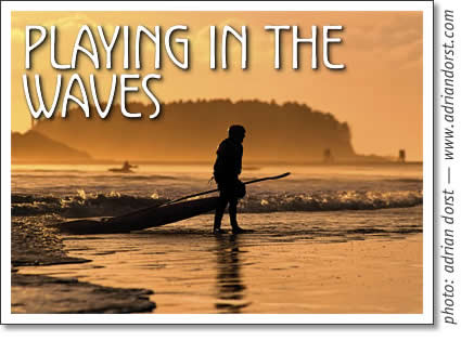 tofino kayaking - playing in the waves